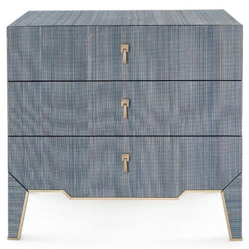 Villa & House Madeline French Navy Blue Lacquered Silky Grasscloth Side End Table | Kathy Kuo Home