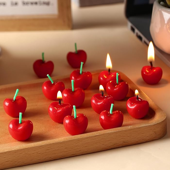 15 Pcs Cherry Shaped Birthday Candles Cute Fruit Shaped Candles Mini Cherry Party Favors Decorati... | Amazon (US)