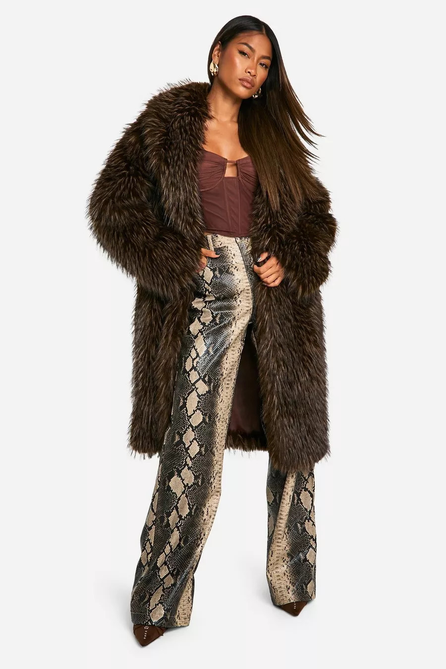 Premium Vintage Look Faux Fur Midaxi Coat | Boohoo.com (UK & IE)