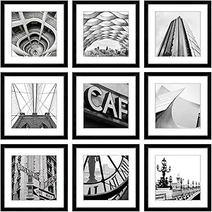 LaVie Home 12x12 Black Picture Frames Set of 9, Gallery Wall Kit Square Photos Display Photo 8x8 ... | Amazon (US)