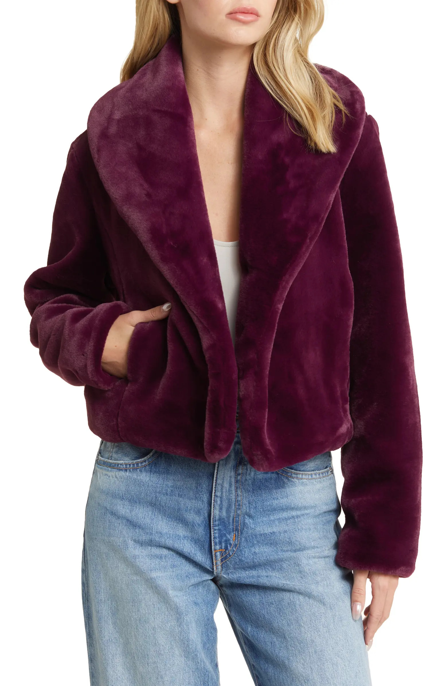 Shawl Collar Faux Fur Jacket | Nordstrom