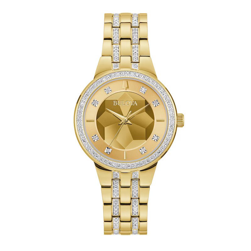 Ladies' Bulova Phantom Crystal Accented Watch in Gold-Tone Stainless Steel (Model 97L176) | Zales