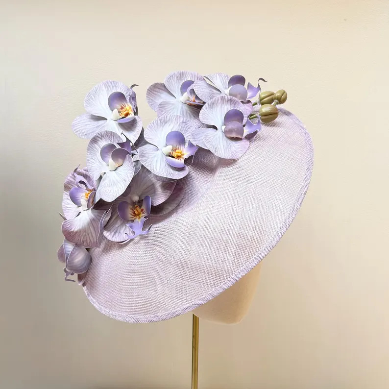 Lilac Orchid Hat, Large Fascinator Hat for Weddings Ascot Derby Races - Etsy UK | Etsy (Global)