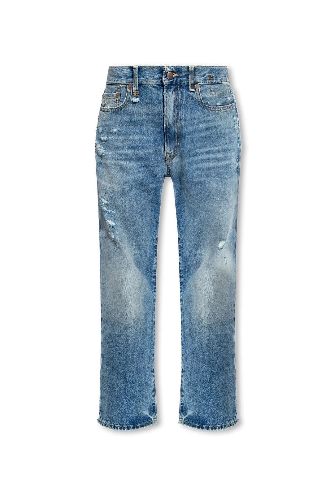 R13 Boyfriend Mid-Rise Distressed Straight Jeans | Cettire Global