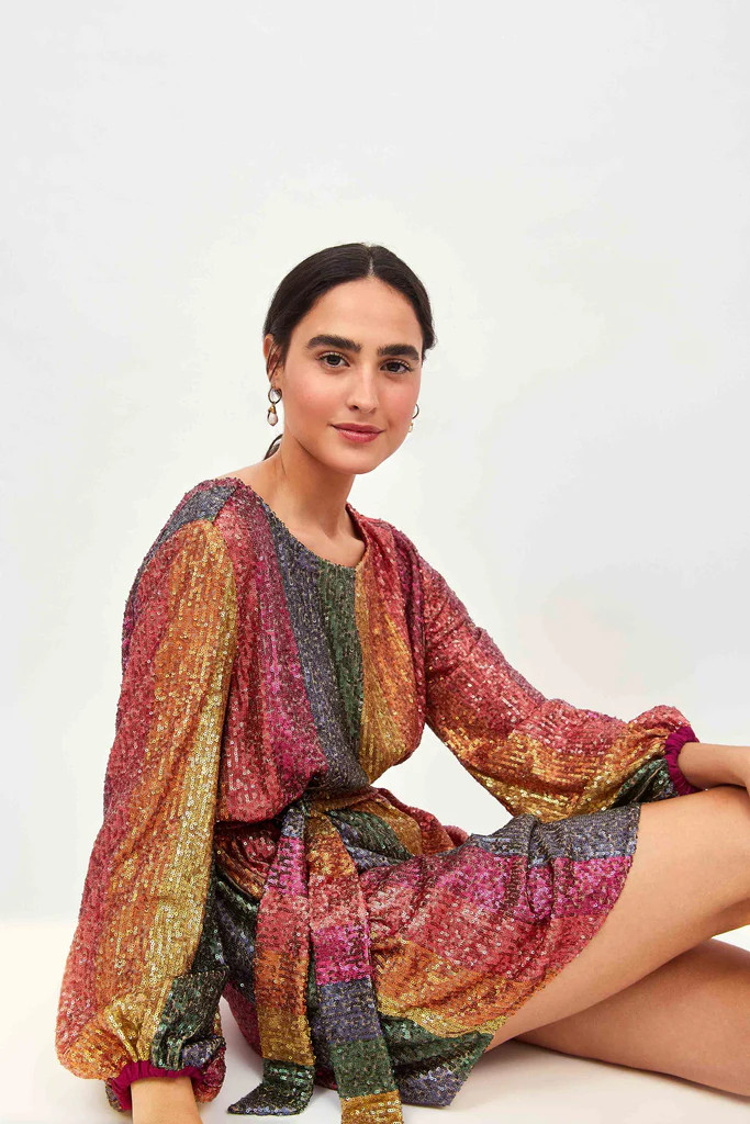 RAINBOW SEQUIN MINI DRESS | FarmRio (US)