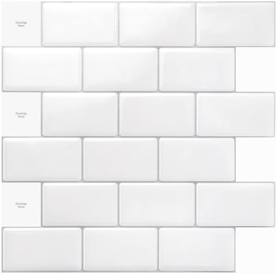 Art3d Premium 10-Sheet Peel and Stick Tile Backsplash - 12"x12" for Kitchen , Bright White | Amazon (US)