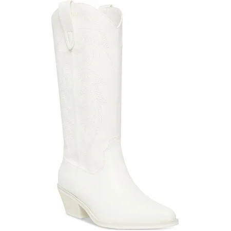 MADDEN GIRL Womens White Tonal Stitching Side Pull Tabs Cushioned Redford Pointed Toe Block Heel Western Boot 6.5 M | Walmart (US)