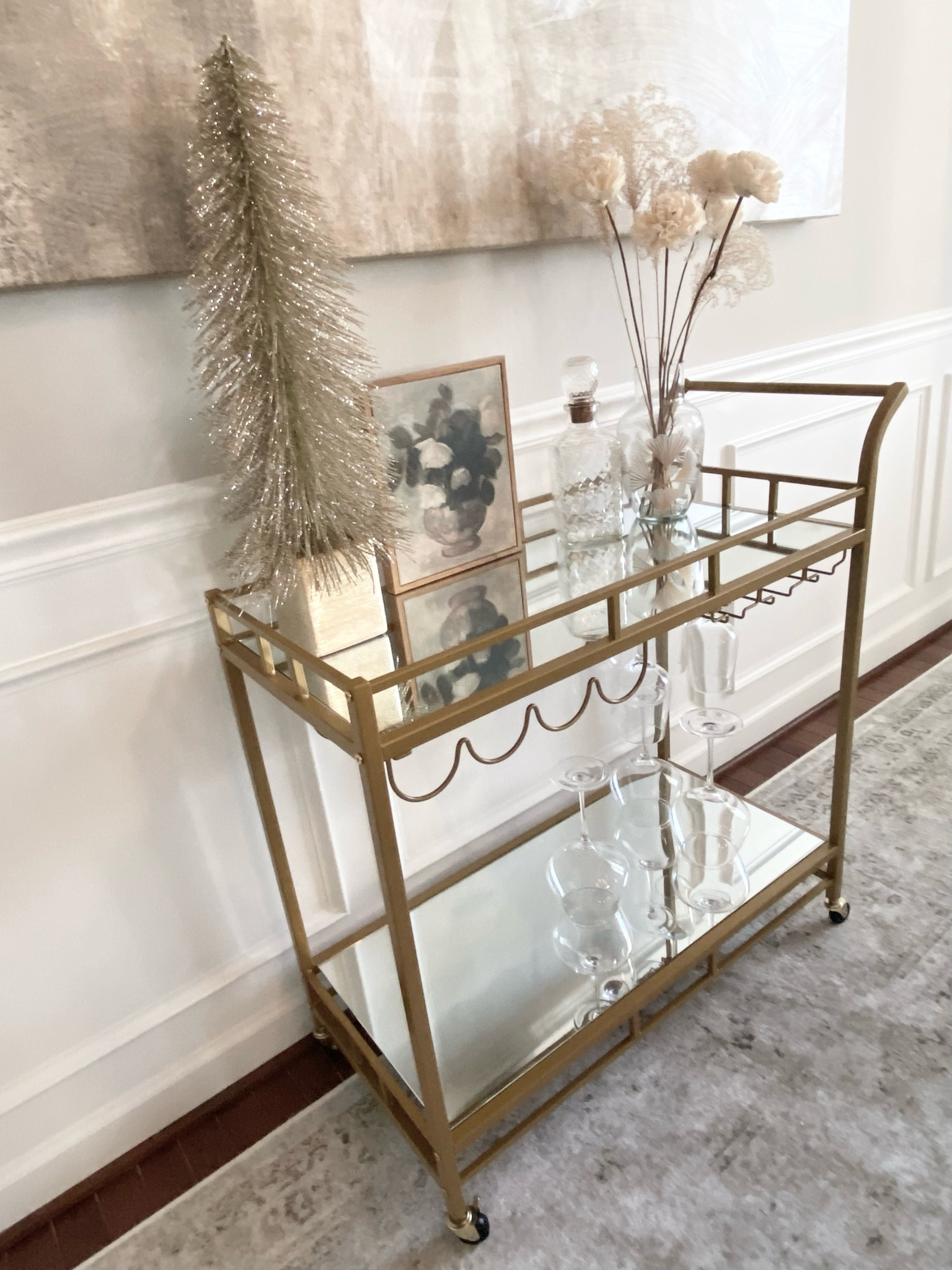 Gold mirrored bar cart - excellent price!

#LTKHome #LTKSeasonal