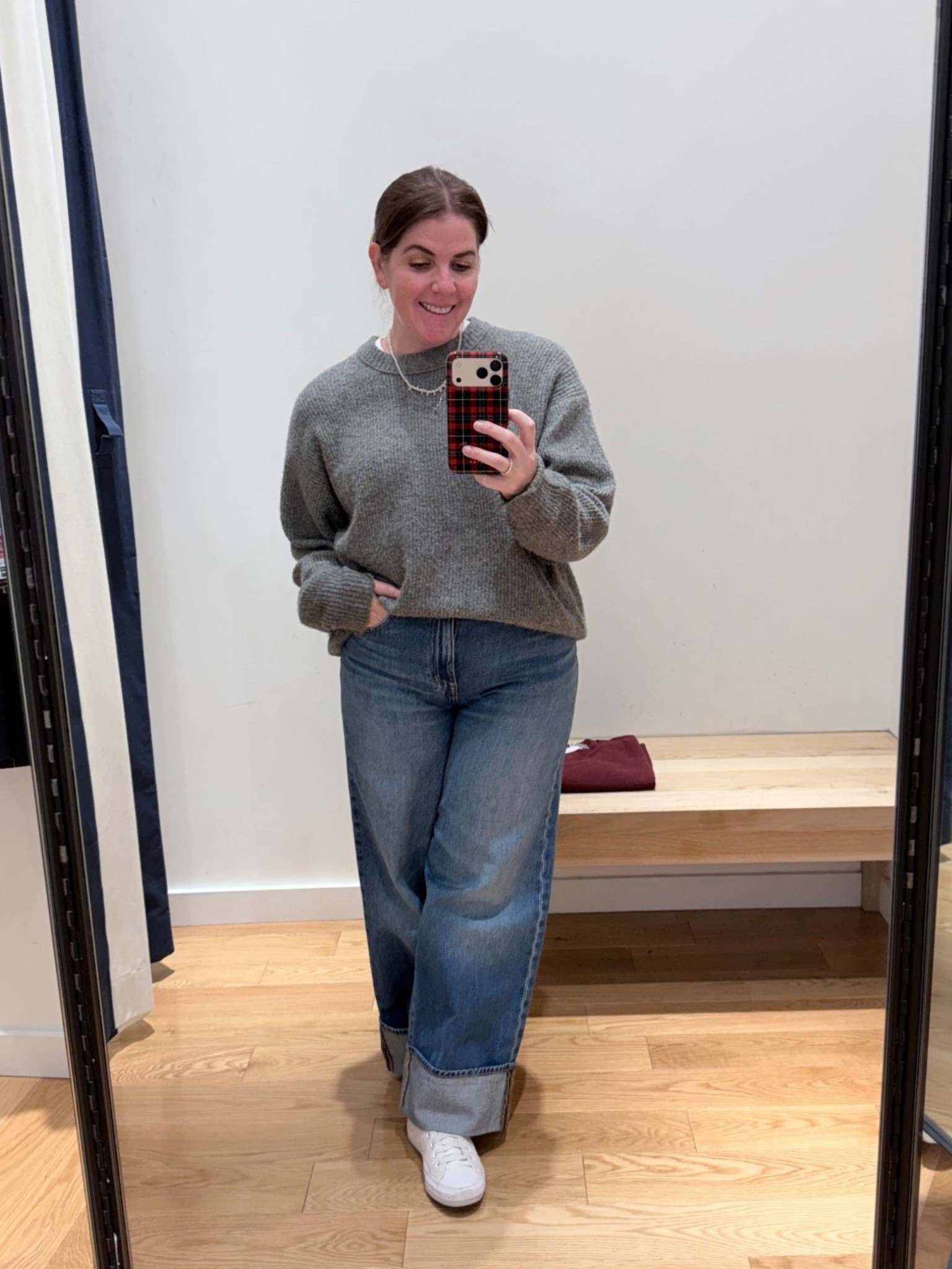 We finally had a cold enough day where I could wear jeans and sweater out shopping! 