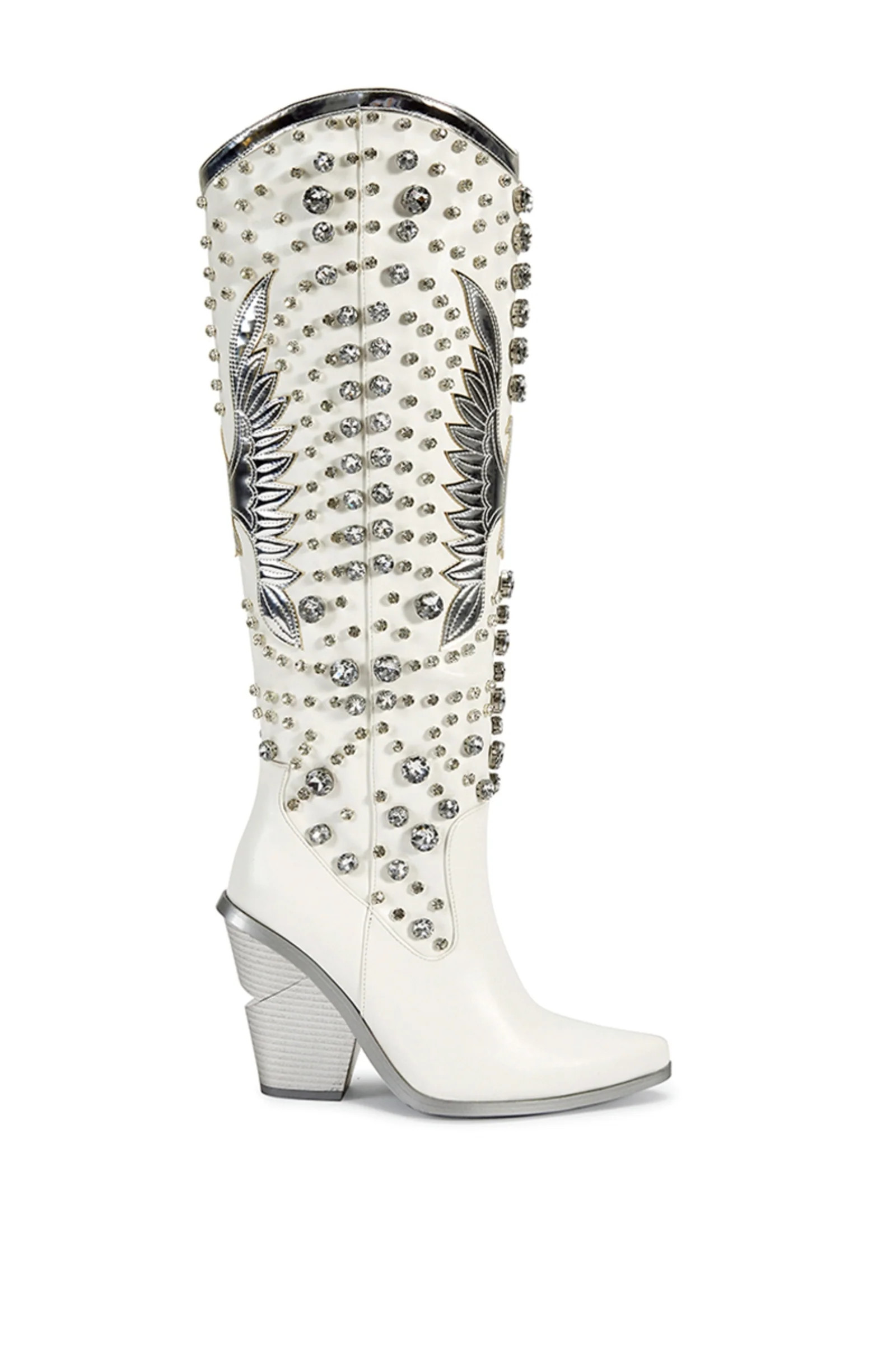 UPBEAT-WHITE WESTERN BOOT | Azalea Wang