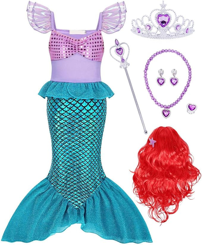Mermaid Costumes for Girls Kids Fancy Dresses Princess Costume | Halloween World Book Day Birthda... | Amazon (UK)