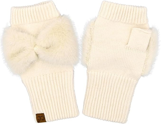 Funky Junque Luxury Fingerless Gloves - Women's Winter Cozy Ribbed Half Finger with Elegant Faux ... | Amazon (US)