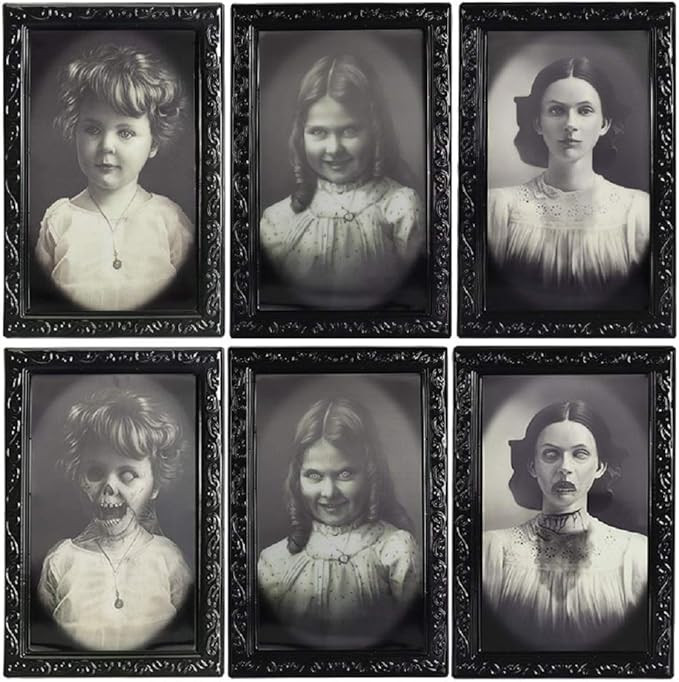 Halloween Decoration Indoor Scary Home Wall Decor 3D Changing Face Moving Picture Frames Portrait... | Amazon (US)