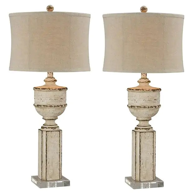 Rustic Neutrals Farmhouse Table Lamp Set of 2 | Antique Farm House