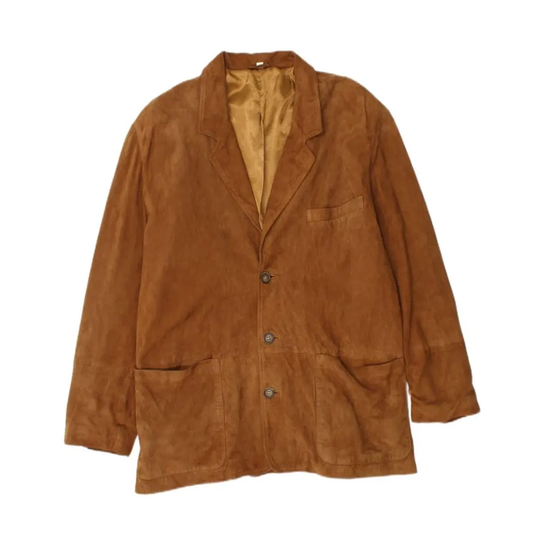 Vintage Mens 3 Button Suede Blazer Jacket IT 48 Medium Brown Leather | Etsy (US)