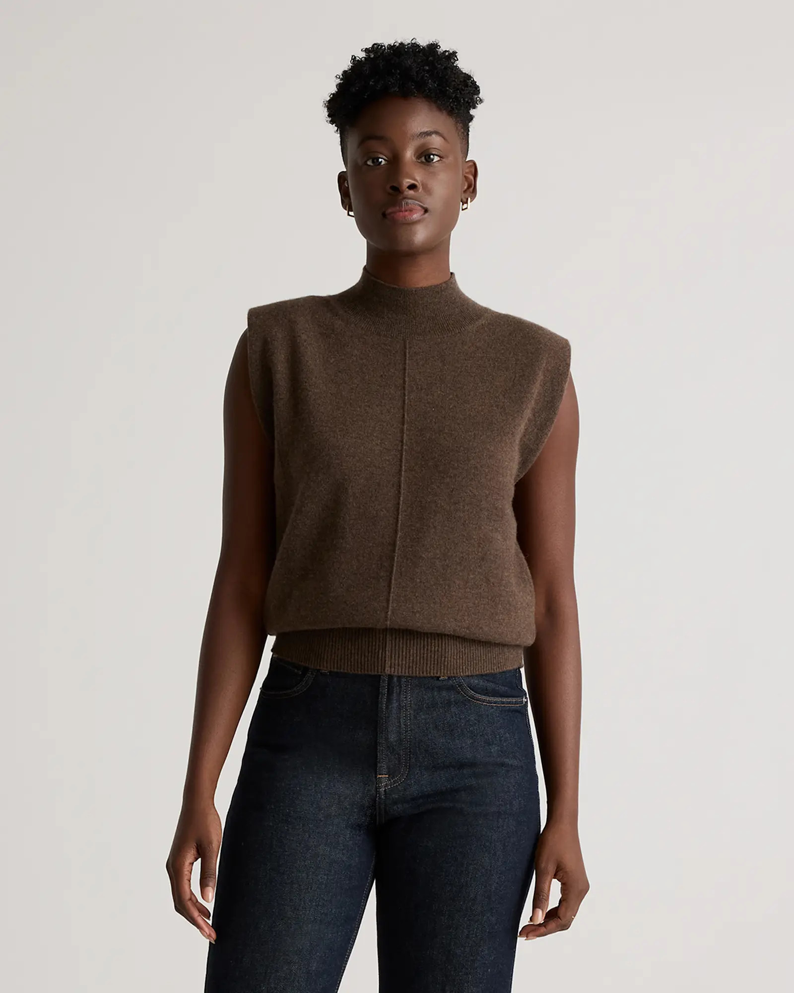 Mongolian Cashmere Padded-Shoulder Sweater Tank | Quince