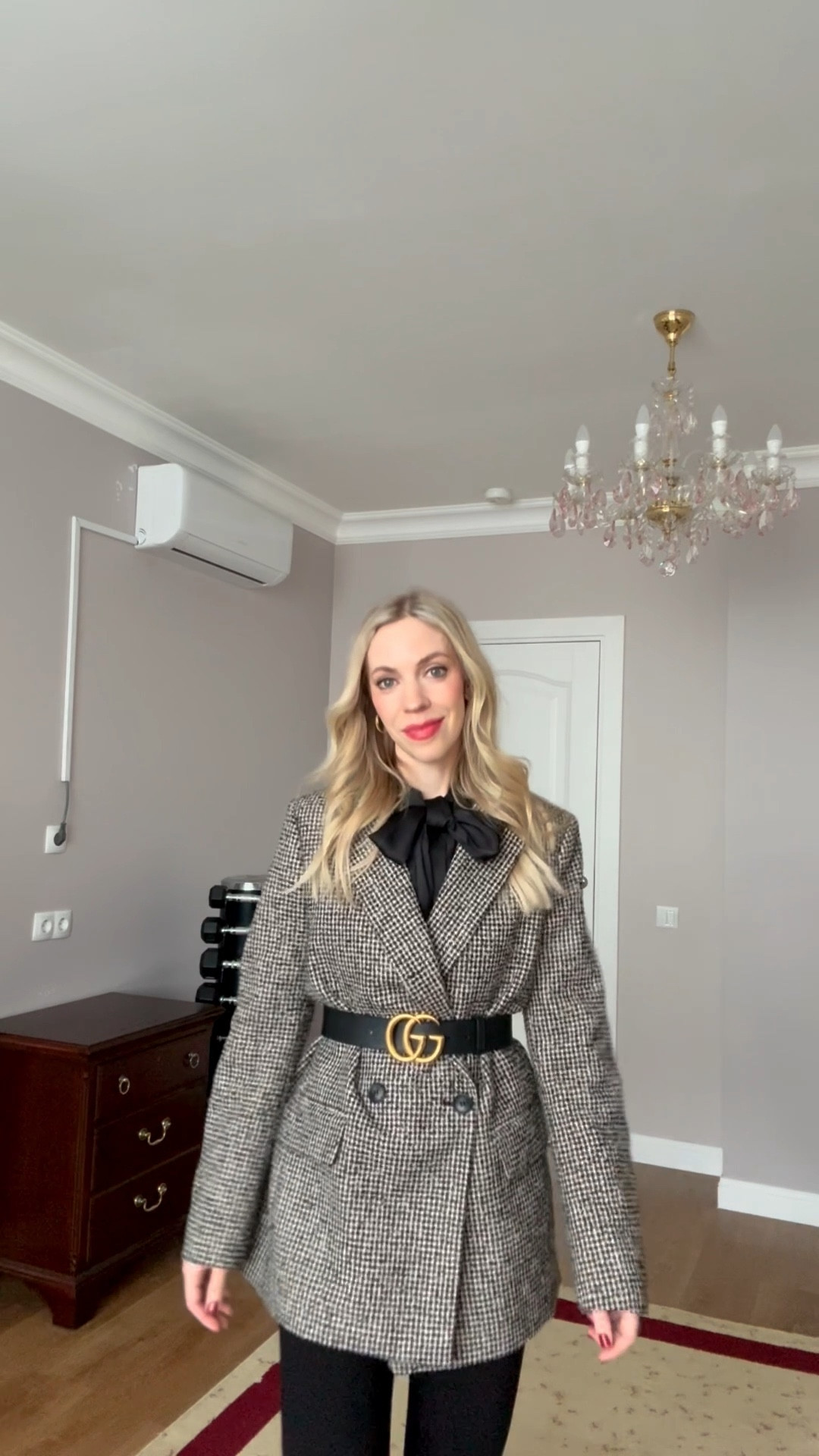 Workwear ootd, office look, Gucci belt, tweed blazer, bow blouse, lug sole boots, style over 40

#LTKWorkwear #LTKOver40 #LTKootd