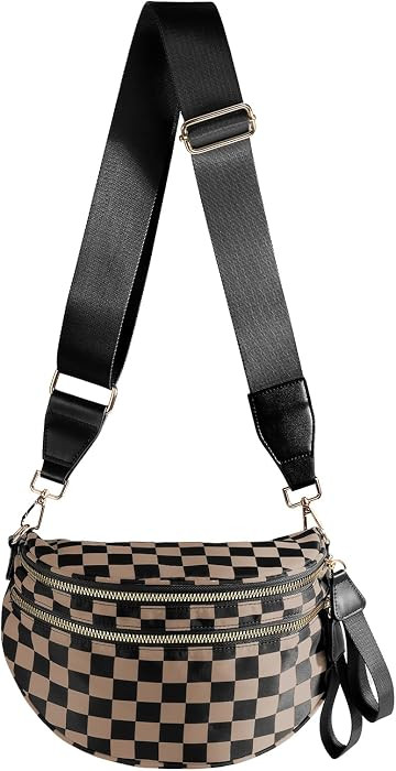 Checkered Crossbody Bag Bum Bag for Women,Spacious Fanny Packs Belt Bag | Amazon (US)