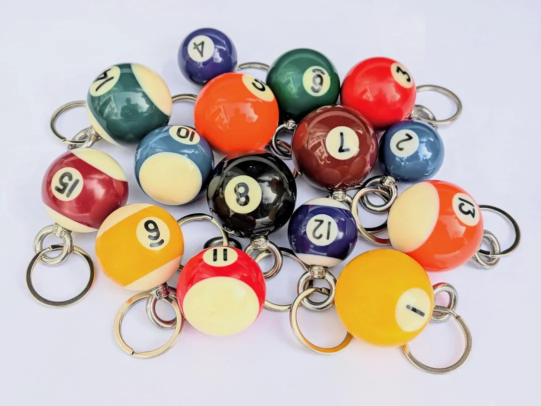 Repurposed Mini Pool Ball Key Ring: Handmade Bag Charm - Etsy | Etsy (US)