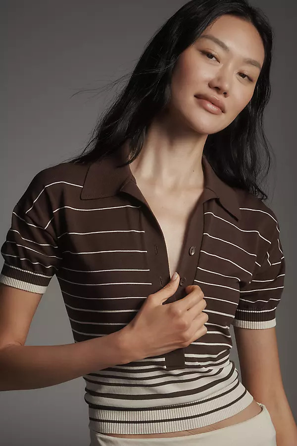 Faithfull Sable Short-Sleeve Polo Sweater | Anthropologie (US)