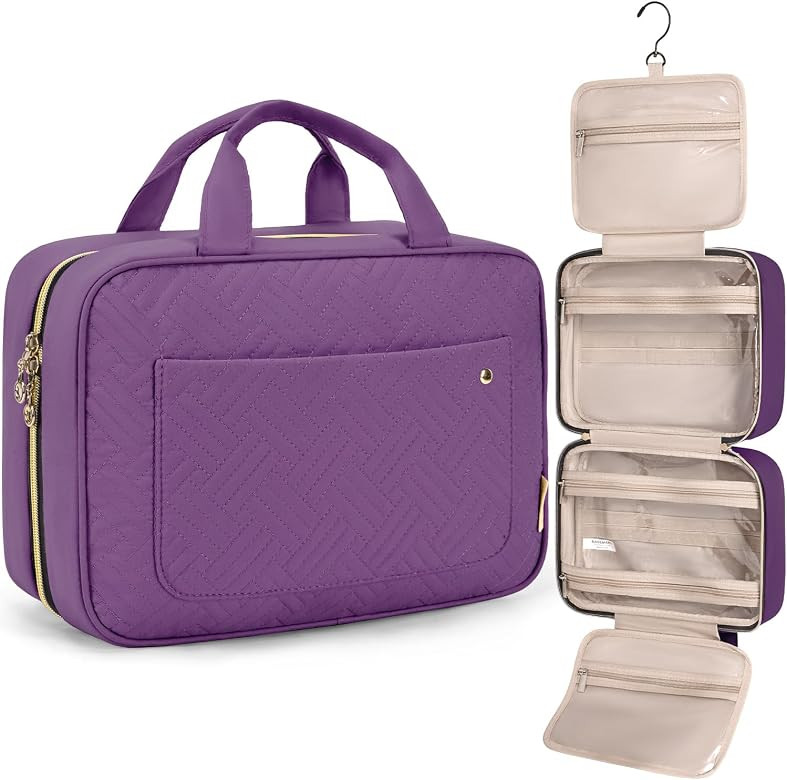 BAGSMART Toiletry Bag Travel Bag with Hanging Hook, Water-resistant Makeup Cosmetic Bag Travel Or... | Amazon (US)