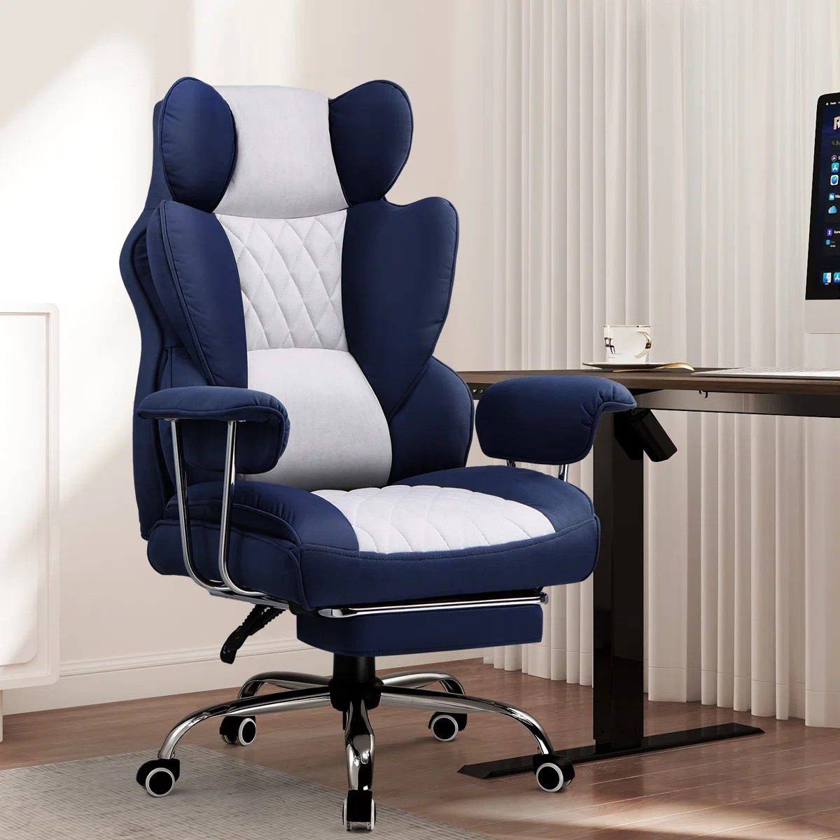 Big And Tall Gaming Chair With Pocket Spring Lumbar Support, Ergonomic Office Chair With Footrest... | Wayfair North America