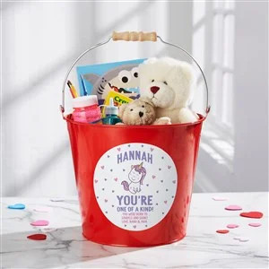 You're One of A Kind Personalized Valentine's Day Large Treat Bucket- Red | Personalization Mall