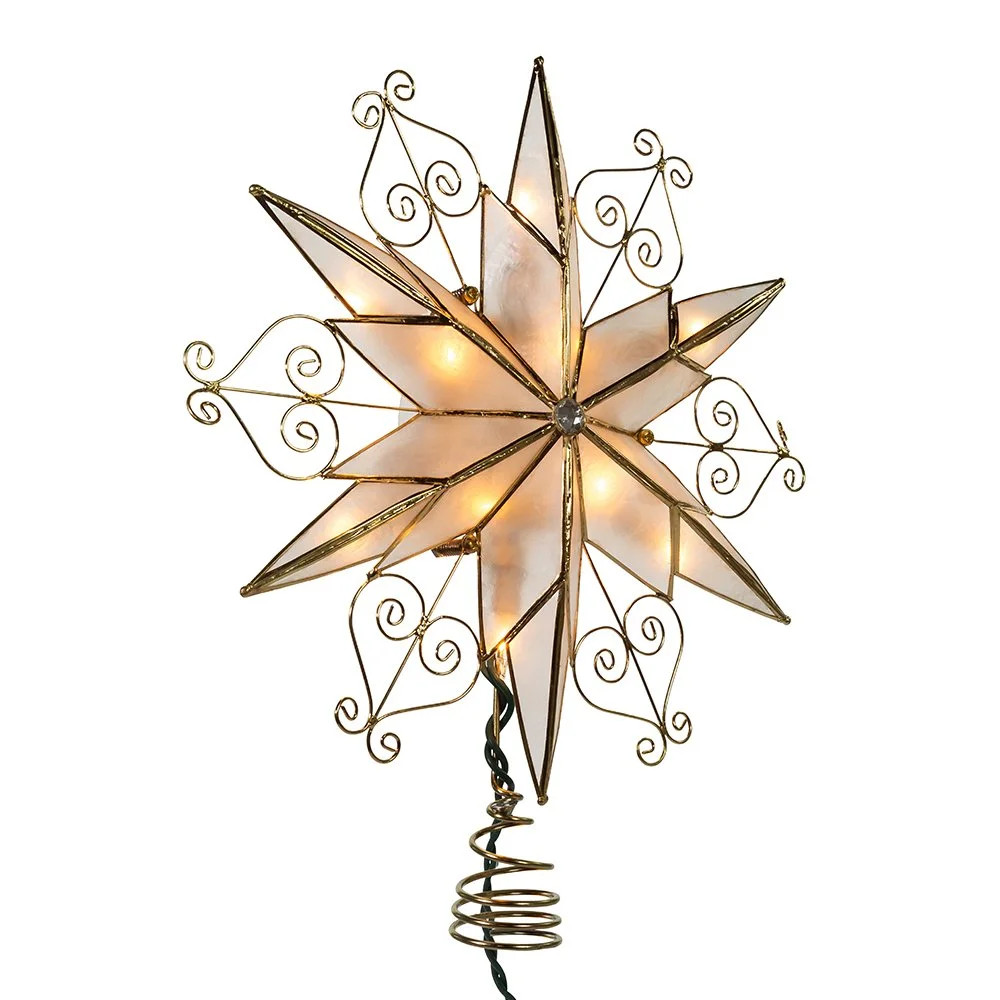 Kurt Adler 10-Light 6-Point Capiz Star Treetop with Scroll Design | Walmart (US)