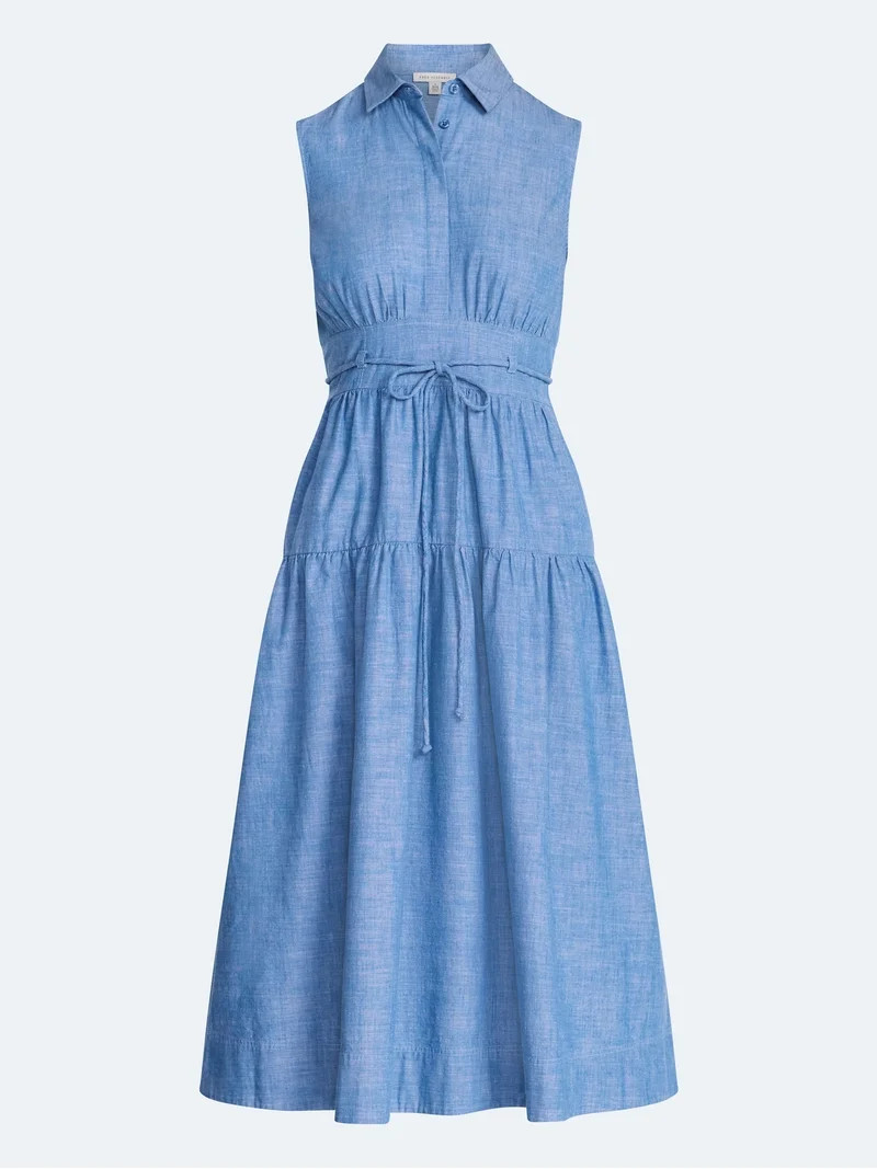 Free Assembly Women's and Women's Plus Sleeveless Cotton Maxi Shirtdress with Belt, Sizes XS-4X | Walmart (US)