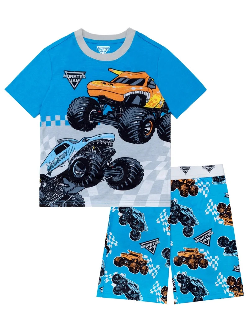 Monster Jam 2-Piece Short Sleeve and Short Pajama Set, 4-12 | Walmart (US)