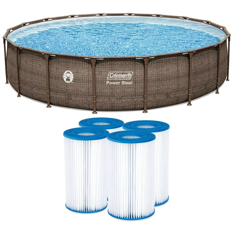 Coleman Power Steel 18\u2019 x 48\u201d Round Metal Frame Above Ground Pool Set Including Filters | Walmart (US)