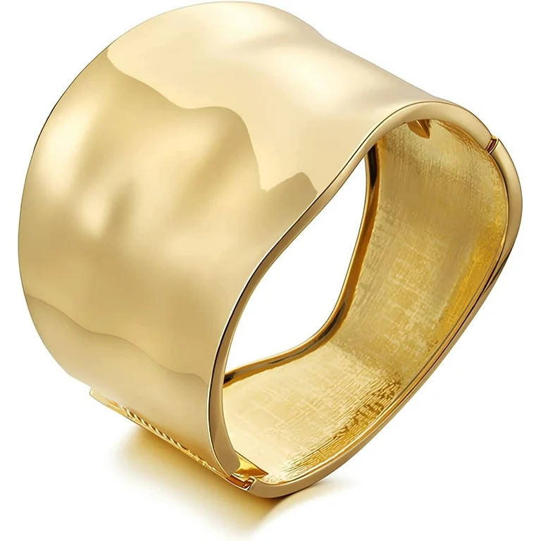 Gold Cuff Bracelets for Women Fashion Chunky Gold Bracelets for Women Hinge Gold Bangle Bracelets... | Walmart (US)