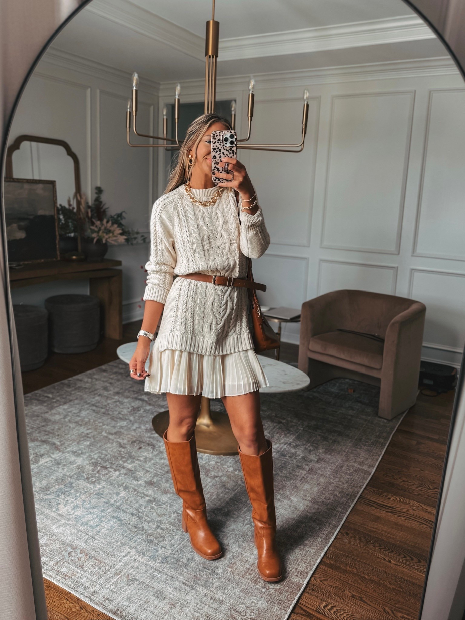 A cozy sweater dress that would be perfect for a fall event or family photos! 

#LTKSeasonal #LTKShoeCrush #LTKStyleTip