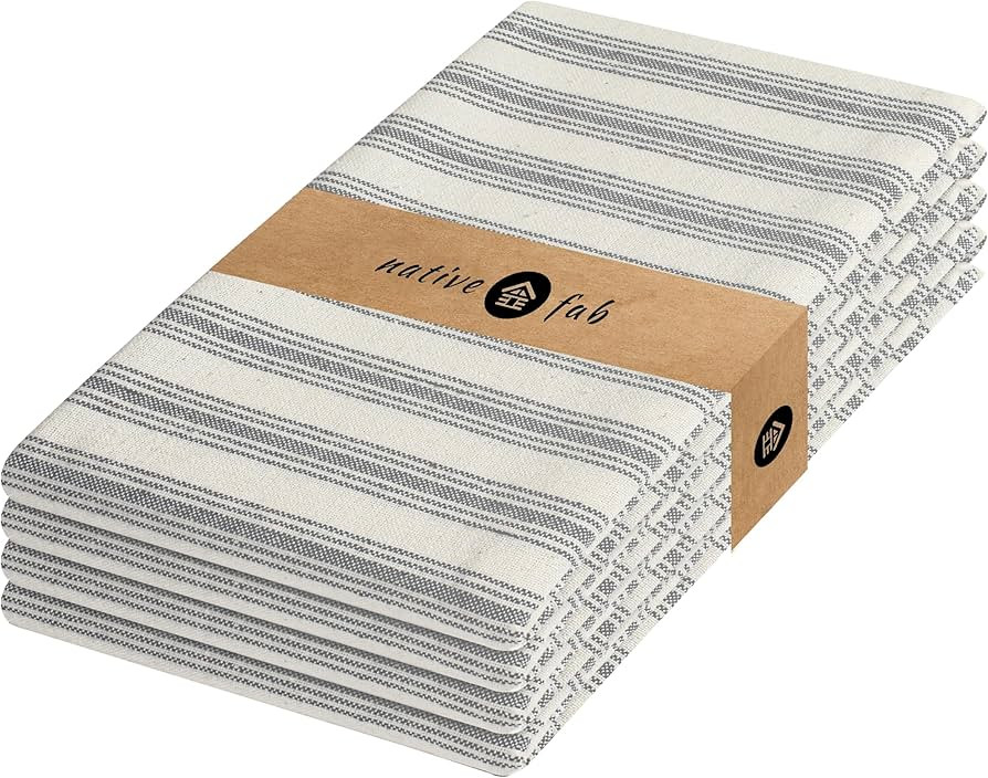 Native Fab 4 Pack Farmhouse Modern Stripe Kitchen Dish Towels Cotton Super Absorbent Quick Drying... | Amazon (US)