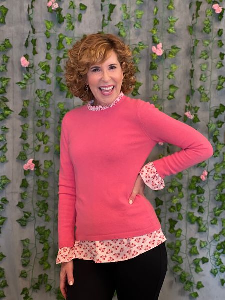 Cashmere sweater, coral sweater, pink sweater, ruffle neck top, pink top, pink shirt

Loving this pretty cork sweater (on major sale) layers on top of a sweet pink print ruffle neck top! Black pants on the bottom to anchor it all!

#LTKsalealert #LTKSeasonal #LTKunder100