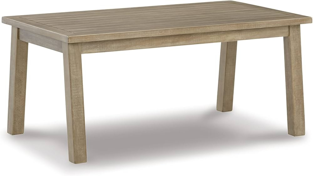 Signature Design by Ashley Barn Cove Outdoor Eucalyptus Patio Coffee Table, Brown | Amazon (US)