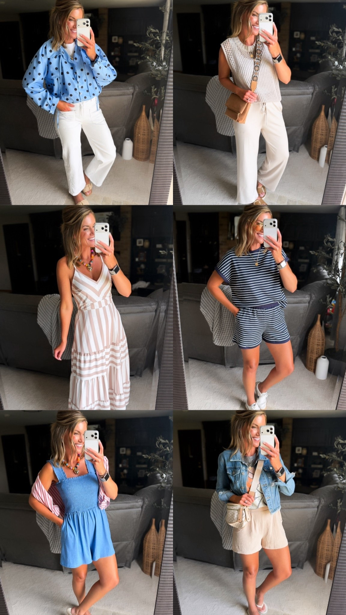 Thanks…it’s Amazon
Jacket/ small
White jeans/ 6
Sets/ medium
Dress/ small 
Graphic tee/ small
Shorts/ medium 

#LTKSeasonal #LTKOver40 #LTKootd