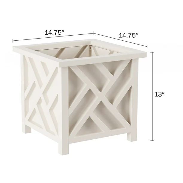 14.75-Inch-Square Plant Pot Holder- Lattice Design Planter Box (White) by Pure Garden | Walmart (US)