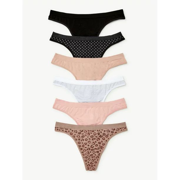 Joyspun Women's Seamless Thong Panties, 6-Pack, Sizes XS to 3XL - Walmart.com | Walmart (US)