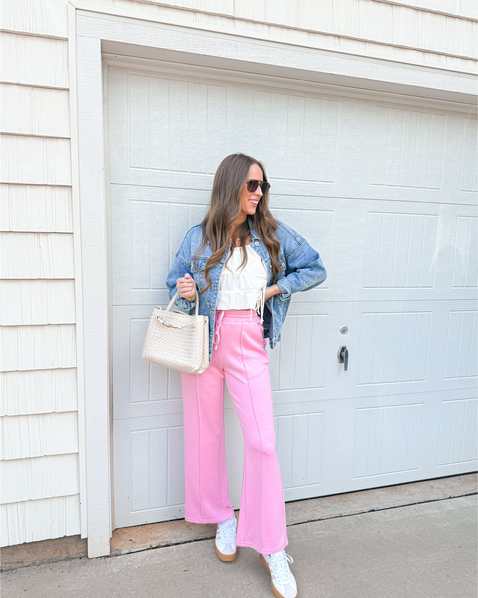 Casual outfit idea 💗💗

Pink sweatpants, pink pants, denim jacket, Amazon fashion, crossbody bag 

#LTKootd #LTKSeasonal #LTKgrwm