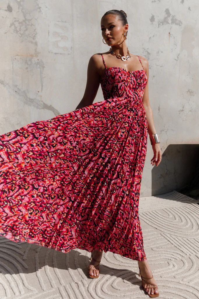 Achanti Pleated Maxi Dress - Pink Multi | Petal & Pup (AU)