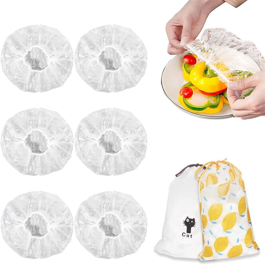 200PCS Plastic Bowl Covers Reusable, Elastic Food Storage Covers Stretch Plastic Wrap for Food, F... | Amazon (US)