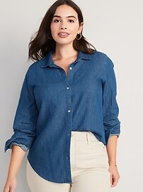 Chambray Classic Button-Front Shirt for Women | Old Navy (US)