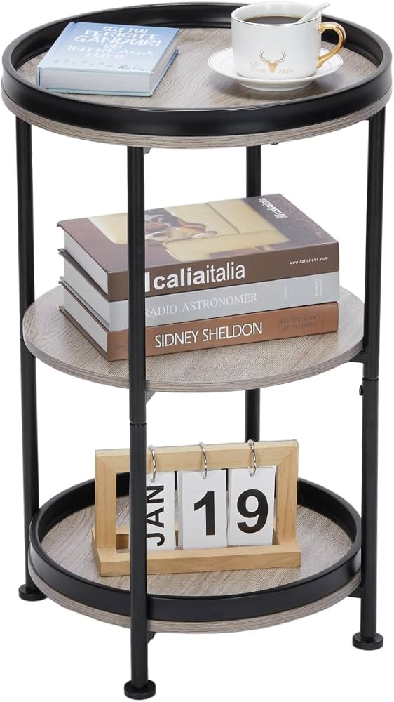 Dulcii Side Table, Round End Table with 3 Storage Shelves for Living Room, Bedroom, Nightstand wi... | Amazon (US)