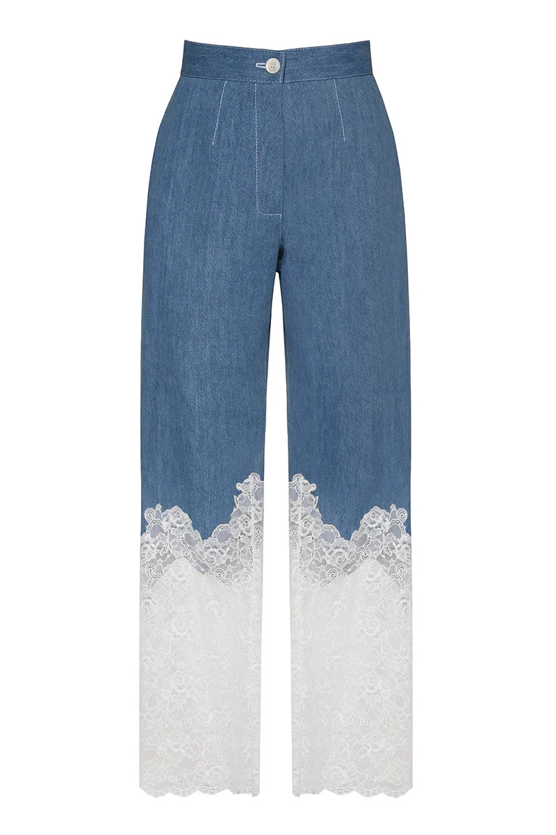 DENIM BLOOM TROUSERS | Liya | CULT MIA | CULT MIA UK LTD