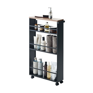 Yamazaki Slim Tower Rolling Storage Cart Black | The Container Store