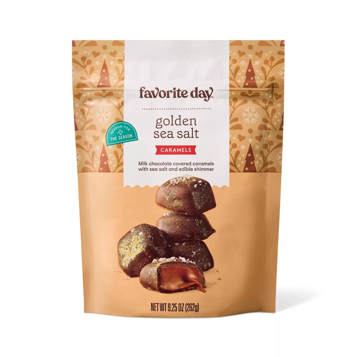 Christmas Milk Chocolate Sea Salt Caramels with Gold Dust - 9.25oz - Favorite Day™ | Target