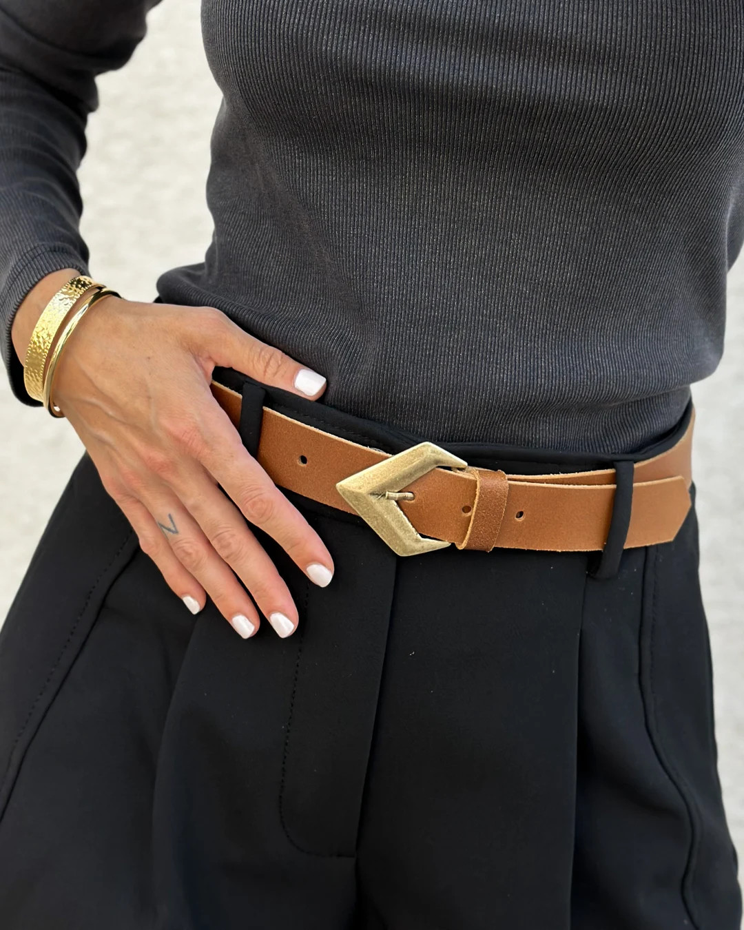 ARROW Brown Leather Belt Women, Genuine Cow Leather, Bronze Buckle, Minimalist Belt Women, Brown ... | Etsy (US)