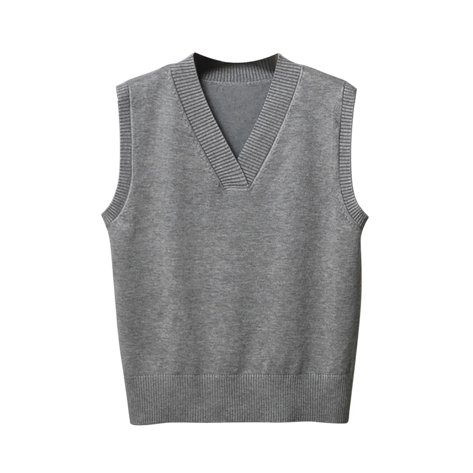 IROINID Women's Sweater Vest V-Neck Pullover Sweater Solid Color Loose Short Length Sleeveless Au... | Walmart (CA)