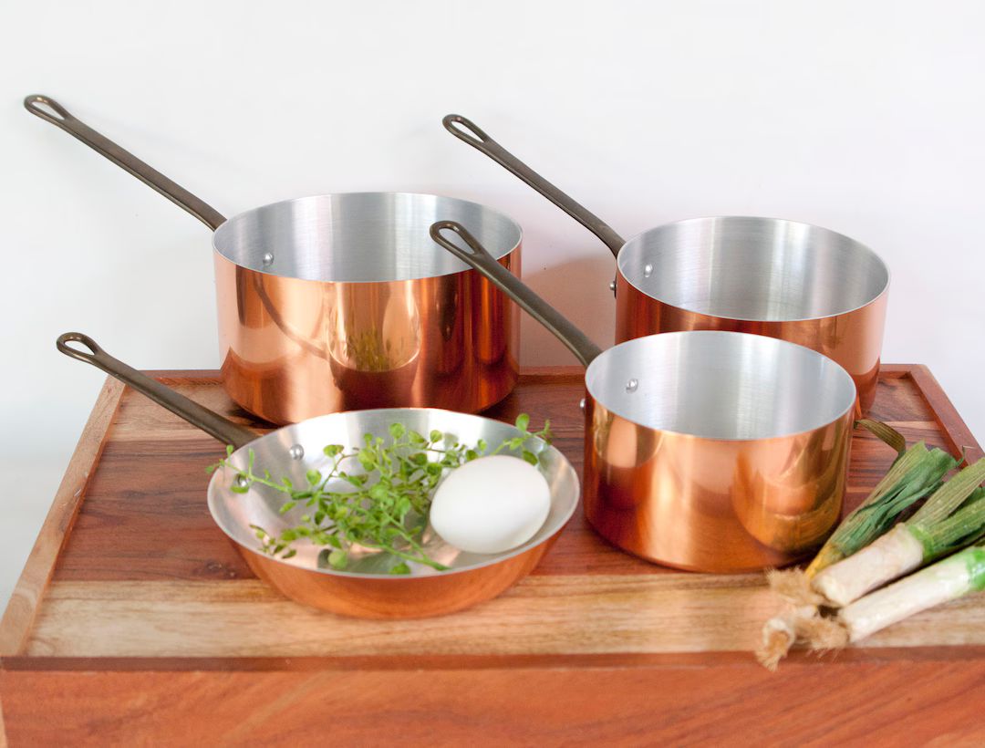 French Copper Pots Pans Set Tournus Saucepan Frying Pan Aluminum Interiors France - Etsy | Etsy (US)